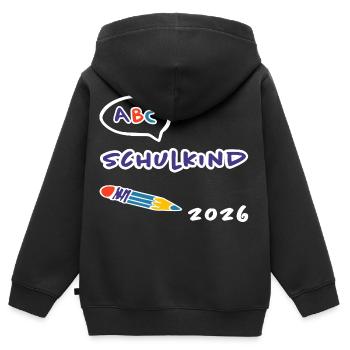 Schulkind 2026 ABC Einschulung Stift - Kinder Premium Organic Zip Hoodie - Schwarz - Hinten - AI Model Kid Male (0cm)