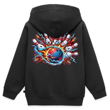 Bowling - Kinder Premium Organic Zip Hoodie - Schwarz - Hinten - AI Model Kid Male (0cm)
