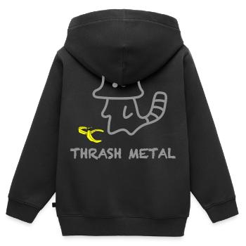 Katzengeist Banana Thrash Metal - Kinder Premium Organic Zip Hoodie - Schwarz - Hinten - AI Model Kid Male (0cm)