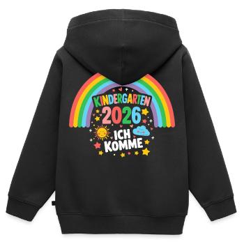 Kindergarten Ich komme 2026 Regenbogen - Kinder Premium Organic Zip Hoodie - Schwarz - Hinten - AI Model Kid Male (0cm)