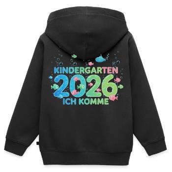 Kindergarten Ich komme 2026 Fische - Kinder Premium Organic Zip Hoodie - Schwarz - Hinten - AI Model Kid Male (0cm)