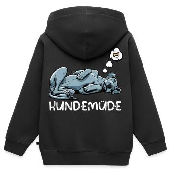 Hundemüde Deutsche Dogge Doggen Doggenbesitzer  - Kinder Premium Organic Zip Hoodie - Schwarz - Hinten - AI Model Kid Male (0cm)