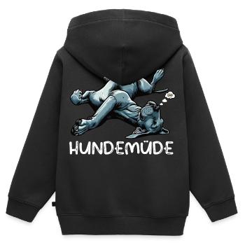 Hundemüde Deutsche Dogge Doggen Doggenbesitzer  - Kinder Premium Organic Zip Hoodie - Schwarz - Hinten - AI Model Kid Male (0cm)