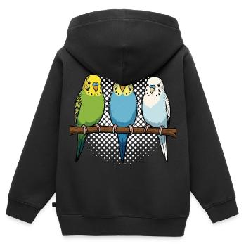 Wellensittich Wellensittichbesitzer Wellensittiche - Kinder Premium Organic Zip Hoodie - Schwarz - Hinten - AI Model Kid Male (0cm)
