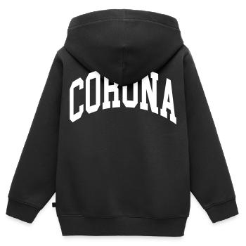 Corona - Kinder Premium Organic Zip Hoodie - Schwarz - Hinten - AI Model Kid Male (0cm)