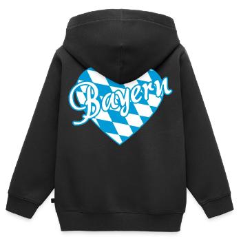 Bayern Herz mit blau weiß Rautenmuster - Kinder Premium Organic Zip Hoodie - Schwarz - Hinten - AI Model Kid Male (0cm)