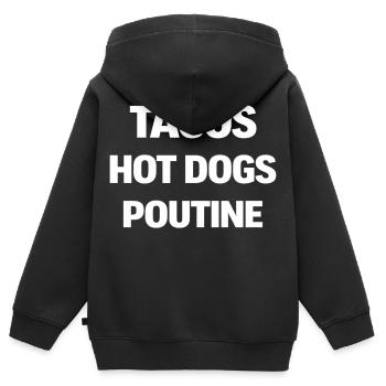 Tacos Hot Dog Poutine - Sweat Premium à capuche zippé enfant bio - noir - Dos - AI Model Kid Male (0cm)