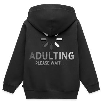 Chargement adulte s’il vous plaît attendez, drôle sarcastique - Sweat Premium à capuche zippé enfant bio - noir - Dos - AI Model Kid Male (0cm)