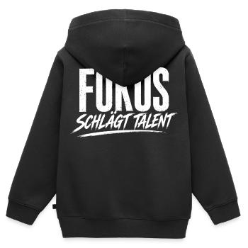 La concentration l’emporte sur le talent - Sweat Premium à capuche zippé enfant bio - noir - Dos - AI Model Kid Male (0cm)