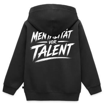 Mentalität vor Talent - Kinder Premium Organic Zip Hoodie - Schwarz - Hinten - AI Model Kid Male (0cm)