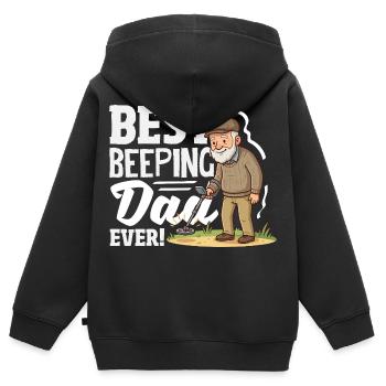 Best Beeping Dad Detectorist Saying - Kids Premium Organic Zip-up Hoodie - black - Back - AI Model Kid Male (0cm)