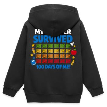 J'ai survécu à 100 jours d'école Rigolo - Sweat Premium à capuche zippé enfant bio - noir - Dos - AI Model Kid Male (0cm)