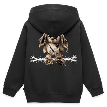 Dark Aesthetics Stuffed Bunny Soft Toy Barbed Wire - Kids Premium Organic Zip-up Hoodie - black - Back - AI Model Kid Male (0cm)