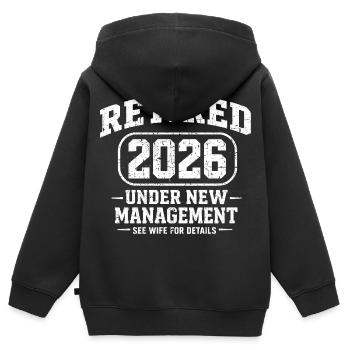 Im Ruhestand 2026 unter neuer humororientierter Leitung - Kinder Premium Organic Zip Hoodie - Schwarz - Hinten - AI Model Kid Male (0cm)