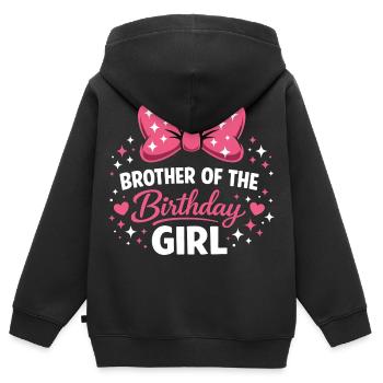 Geburtstagsdesign des Mädchens – Magische rosa Schleife und E - Kinder Premium Organic Zip Hoodie - Schwarz - Hinten - AI Model Kid Male (0cm)