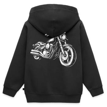 Motard Motard - Sweat Premium à capuche zippé enfant bio - noir - Dos - AI Model Kid Male (0cm)