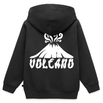 Volcan blanc - Sweat Premium à capuche zippé enfant bio - noir - Dos - AI Model Kid Male (0cm)