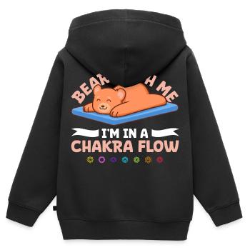 Humour de chakra - Ours dans le flux d’énergie - Sweat Premium à capuche zippé enfant bio - noir - Dos - AI Model Kid Male (0cm)
