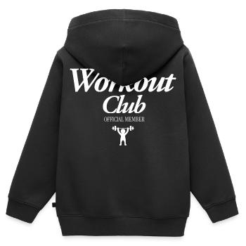 Workout Club - Kinder Premium Organic Zip Hoodie - Schwarz - Hinten - AI Model Kid Male (0cm)