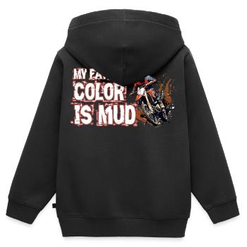 Meine Lieblingsfarbe Ist Schlamm - Kinder Premium Organic Zip Hoodie - Schwarz - Hinten - AI Model Kid Male (0cm)
