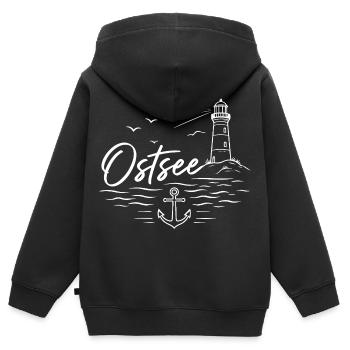 Ostsee - Kinder Premium Organic Zip Hoodie - Schwarz - Hinten - AI Model Kid Male (0cm)