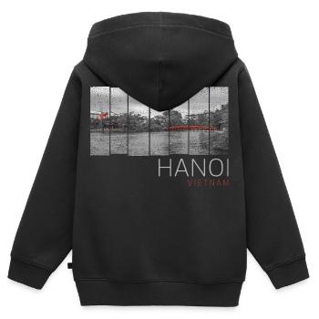 Hanoi Stadt in Vietnam Panorama Vintage Souvenir - Kinder Premium Organic Zip Hoodie - Schwarz - Hinten - AI Model Kid Male (0cm)