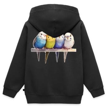 Budgie group - Kids Premium Organic Zip-up Hoodie - black - Back - AI Model Kid Male (0cm)