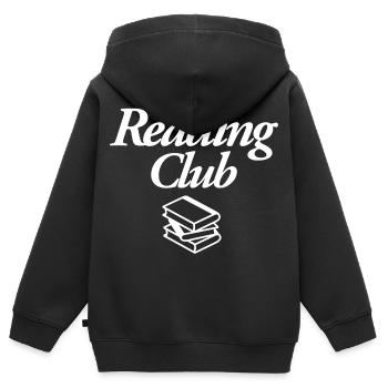 Reading Club - Kinder Premium Organic Zip Hoodie - Schwarz - Hinten - AI Model Kid Male (0cm)