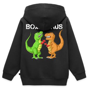 Boxen Saurus Dinosaurier Lustiger T-Rex Gym-Kämpfer - Kinder Premium Organic Zip Hoodie - Schwarz - Hinten - AI Model Kid Male (0cm)