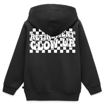 Retirement Glow Up Retraite Retro Damier - Sweat Premium à capuche zippé enfant bio - noir - Dos - AI Model Kid Male (0cm)