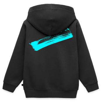 Deko Streifen - Pinsel BLAU - Kinder Premium Organic Zip Hoodie - Schwarz - Hinten - AI Model Kid Male (0cm)