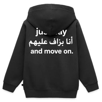Just Say Ana Bzaf 3lihom Humor Quote - Kids Premium Organic Zip-up Hoodie - black - Back - AI Model Kid Male (0cm)