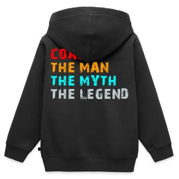 Coach L’Homme Le Mythe La Légende Drôle Cadeau - Sweat Premium à capuche zippé enfant bio - noir - Dos - AI Model Kid Male (0cm)
