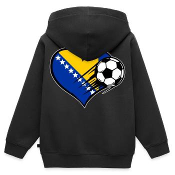 Flag football bosniaque avec cœur - Sweat Premium à capuche zippé enfant bio - noir - Dos - AI Model Kid Male (0cm)