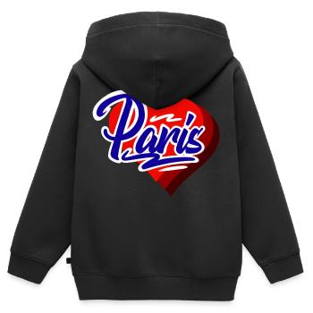 Paris - Sweat Premium à capuche zippé enfant bio - noir - Dos - AI Model Kid Male (0cm)