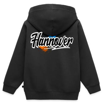 Hannover - Kinder Premium Organic Zip Hoodie - Schwarz - Hinten - AI Model Kid Male (0cm)
