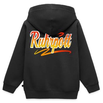 Ruhrpott - Kinder Premium Organic Zip Hoodie - Schwarz - Hinten - AI Model Kid Male (0cm)