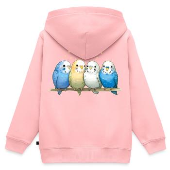 Wellensittiche Gruppe - Kinder Premium Organic Zip Hoodie - Rosa - Hinten - AI Model Kid Female (0cm)