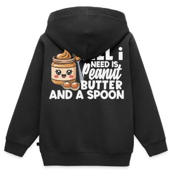 Erdnussbutter & Marmelade Partnerlook Design - Kinder Premium Organic Zip Hoodie - Schwarz - Hinten - AI Model Kid Male (0cm)