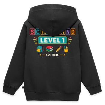 School Child Level 1 School Enrolment 2026 - Kids Premium Organic Zip-up Hoodie - black - Back - AI Model Kid Male (0cm)