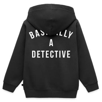 Grundsätzlich Detektiv Wortwitz - Kinder Premium Organic Zip Hoodie - Schwarz - Hinten - AI Model Kid Male (0cm)