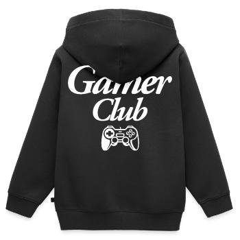 Gamer Club - Kinder Premium Organic Zip Hoodie - Schwarz - Hinten - AI Model Kid Male (0cm)