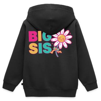 Geschlechterenthüllung BIG SIS Big Sister Babyparty - Kinder Premium Organic Zip Hoodie - Schwarz - Hinten - AI Model Kid Male (0cm)