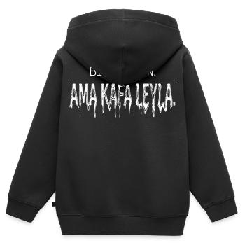 GRAND PLAN. AMA KAFA LEYLA. - Turc - Sweat Premium à capuche zippé enfant bio - noir - Dos - AI Model Kid Male (0cm)