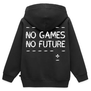 pas de jeux, pas de futur nerd pc cool minimaliste LOL - Sweat Premium à capuche zippé enfant bio - noir - Dos - AI Model Kid Male (0cm)