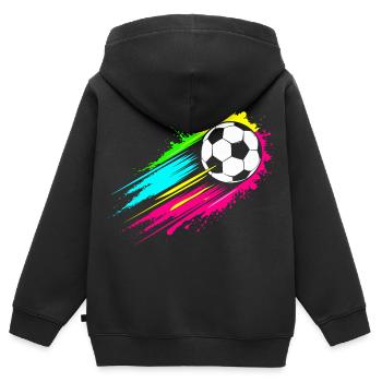 Deutschland – Ball im Farbenrausch Design - Kinder Premium Organic Zip Hoodie - Schwarz - Hinten - AI Model Kid Male (0cm)