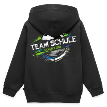 Fussball Einschulung Schulkind "Team Schule" - Kinder Premium Organic Zip Hoodie - Schwarz - Hinten - AI Model Kid Male (0cm)