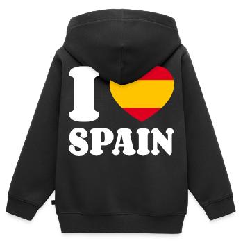 J’aime l’Espagne - Fan de Love Heart Espagne - Sweat Premium à capuche zippé enfant bio - noir - Dos - AI Model Kid Male (0cm)