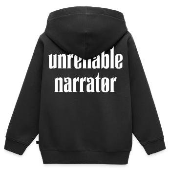 Unzuverlässiger Erzähler, Buchliebhaber, Autor - Kinder Premium Organic Zip Hoodie - Schwarz - Hinten - AI Model Kid Male (0cm)