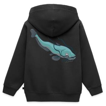 Grands poissons-chats Lac de poisson-chat Lac Piscine Fraîche - Sweat Premium à capuche zippé enfant bio - noir - Dos - AI Model Kid Male (0cm)